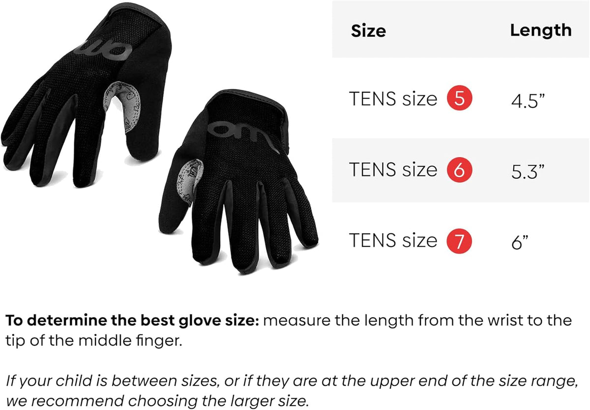 woom TENS Bike Gloves, Child’s & Youth Bicycle Full Finger Protection with Grip for Road Cycling &