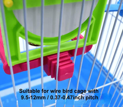 Bird Mirror for Cage, Bird Mirror Toy with Paddle Wheels and Perch, Bird Hanging Training Toys for
