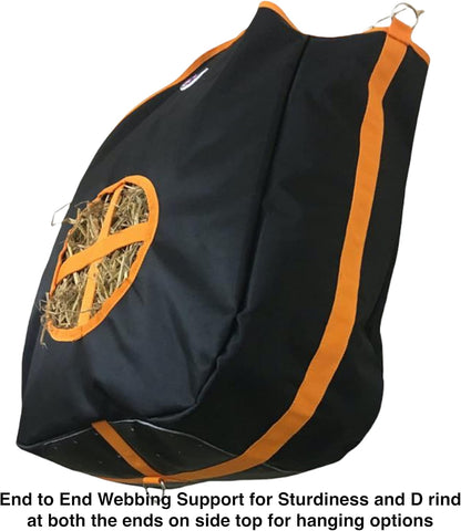 Majestic Ally Nylon Hay Feeder Tote Bag for Horse, Goat, Sheep - Double Sides Open Feed Hole with