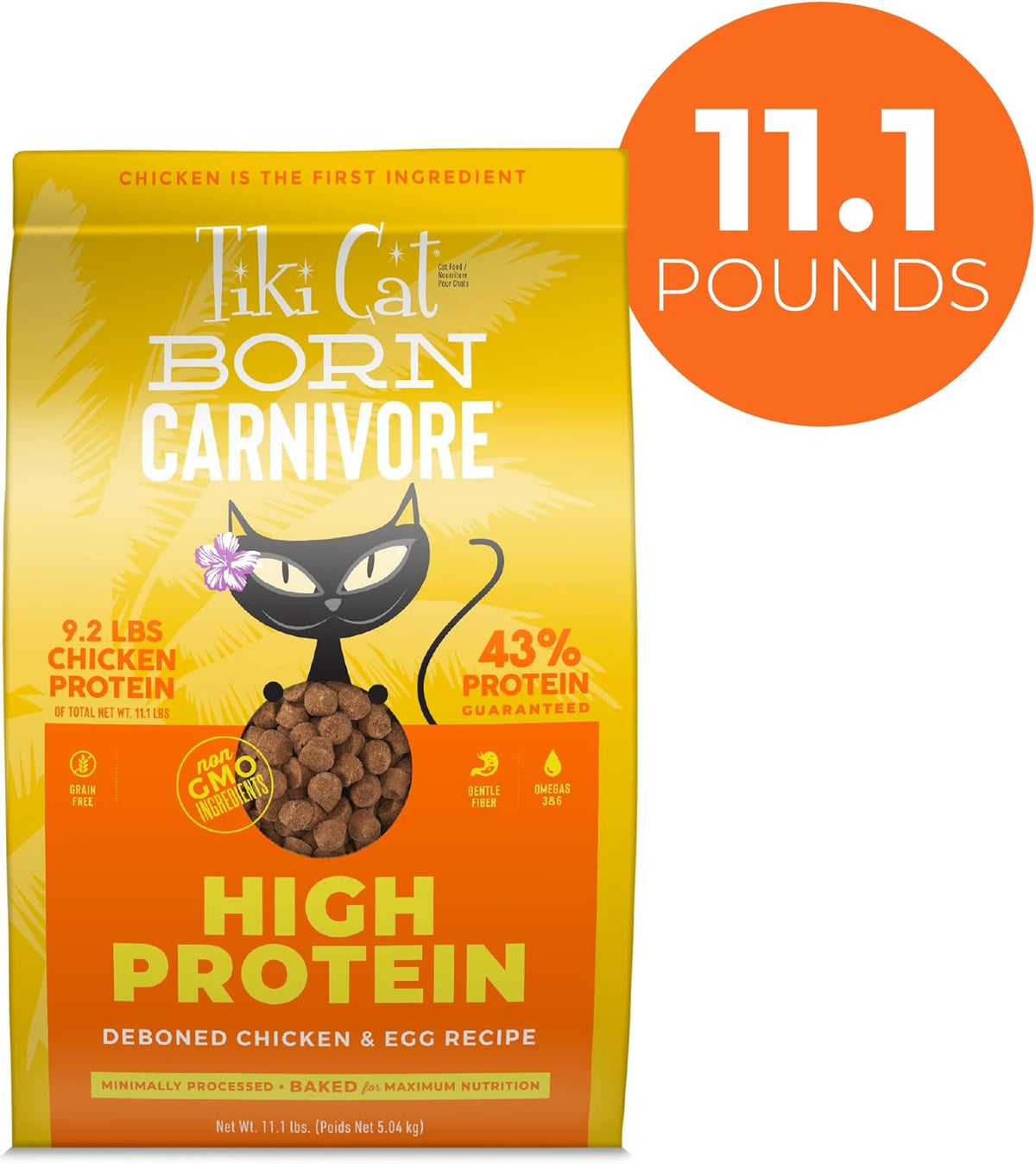 Tiki Cat Born Carnivore High Protein, Deboned Chicken & Egg, Grain-Free Baked Kibble to Maximize