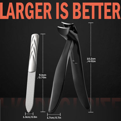 BEZOX Ergonomic Angled Head Senior Toenail Clipper for Thick and Ingrown Nails - Large Finger Nail