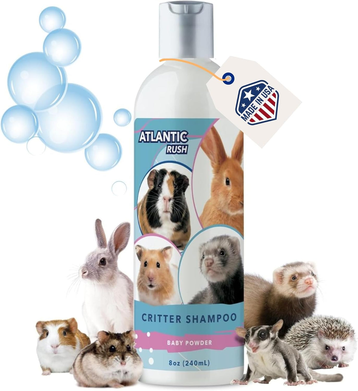 Critter Shampoo for Small Pets - 8oz Small Animal Baby Powder Scented Shampoo - Pet Shampoo for