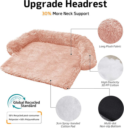 GGIB Calming Dog Bed Fluffy Plush Dog Mat for Furniture Protector with Removable Washable Cover for