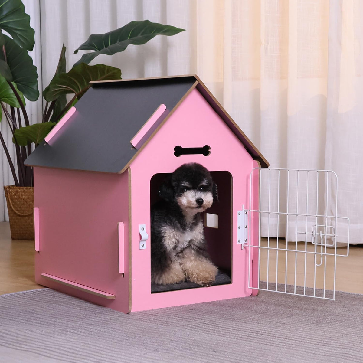 Dog House Indoor for Small Dogs or Cats, Cozy Wooden Design, Small Indoor Bed House, with Air Vents