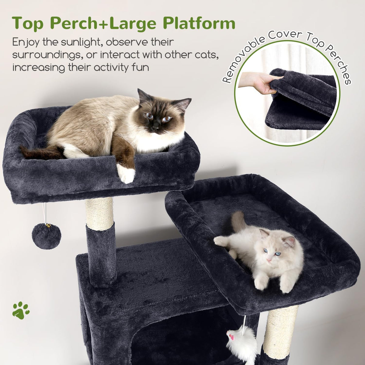 Globlazer Sturdy Cat Tree for Large Cats, 77 inch Large Cat Climbing Tower for Indoor Adult Cats