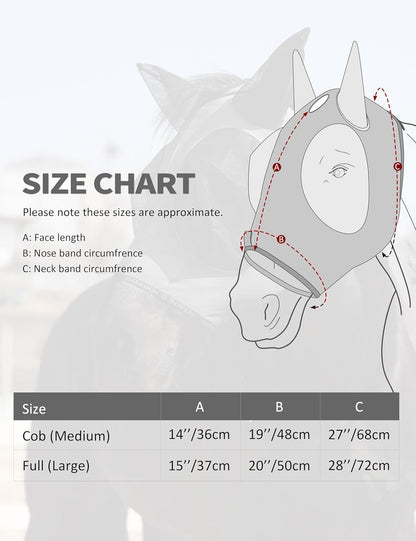 Harrison Howard Horse Fly Mask with Forelock Opening Stretch Breathable and Comfortable for Horses
