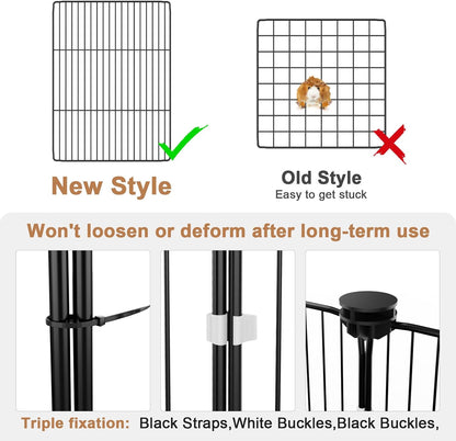 Tresbro Guinea Pig Cage with Waterproof PVC Bottom Liner & One-Hand Release Hook, Triple Fixing C&C