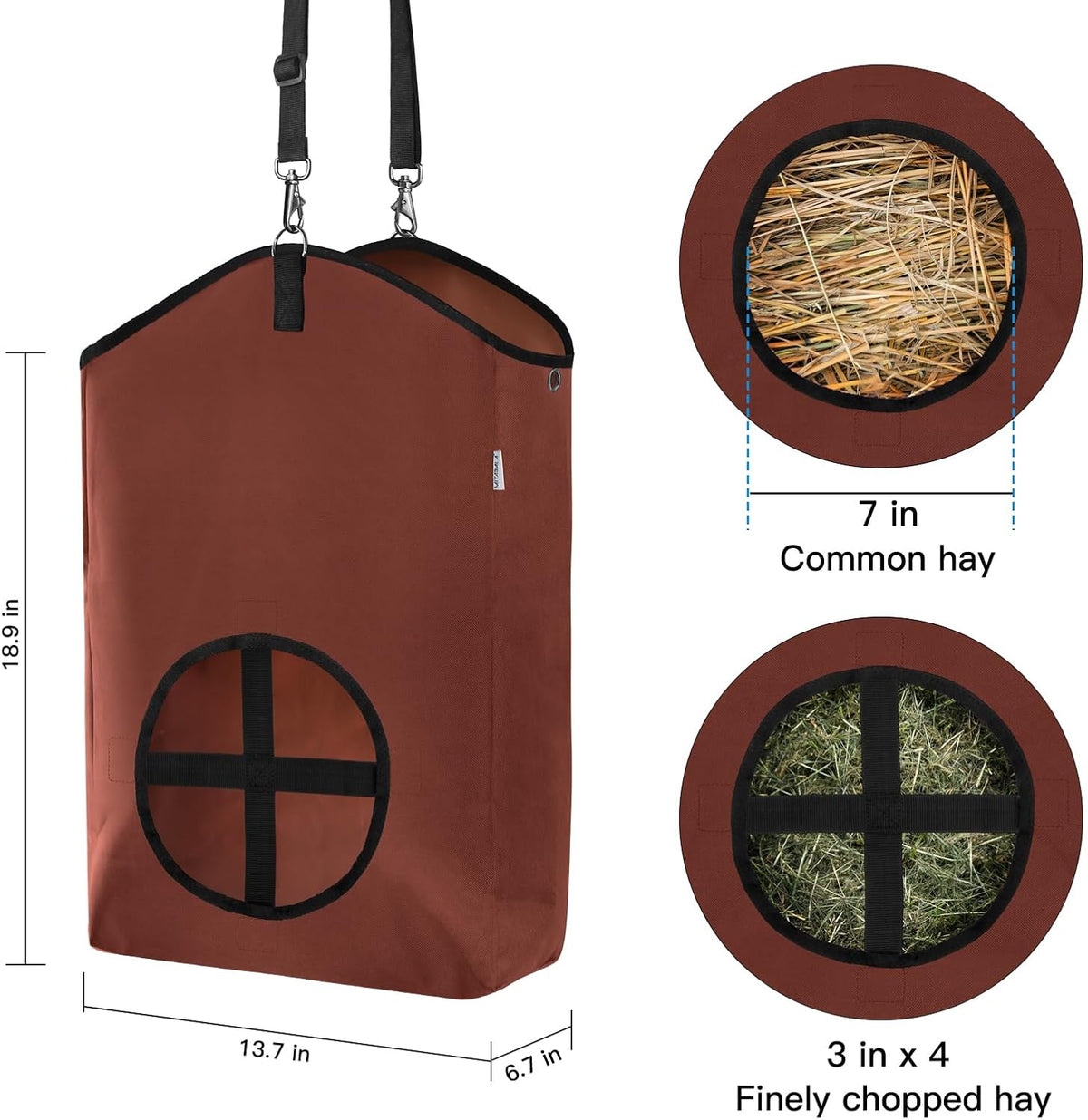 3 Packs Goat Hay Feeder,Hay Bags for Goats,Horses,Sheep,Premium 600D Oxford Cloth,with Metal