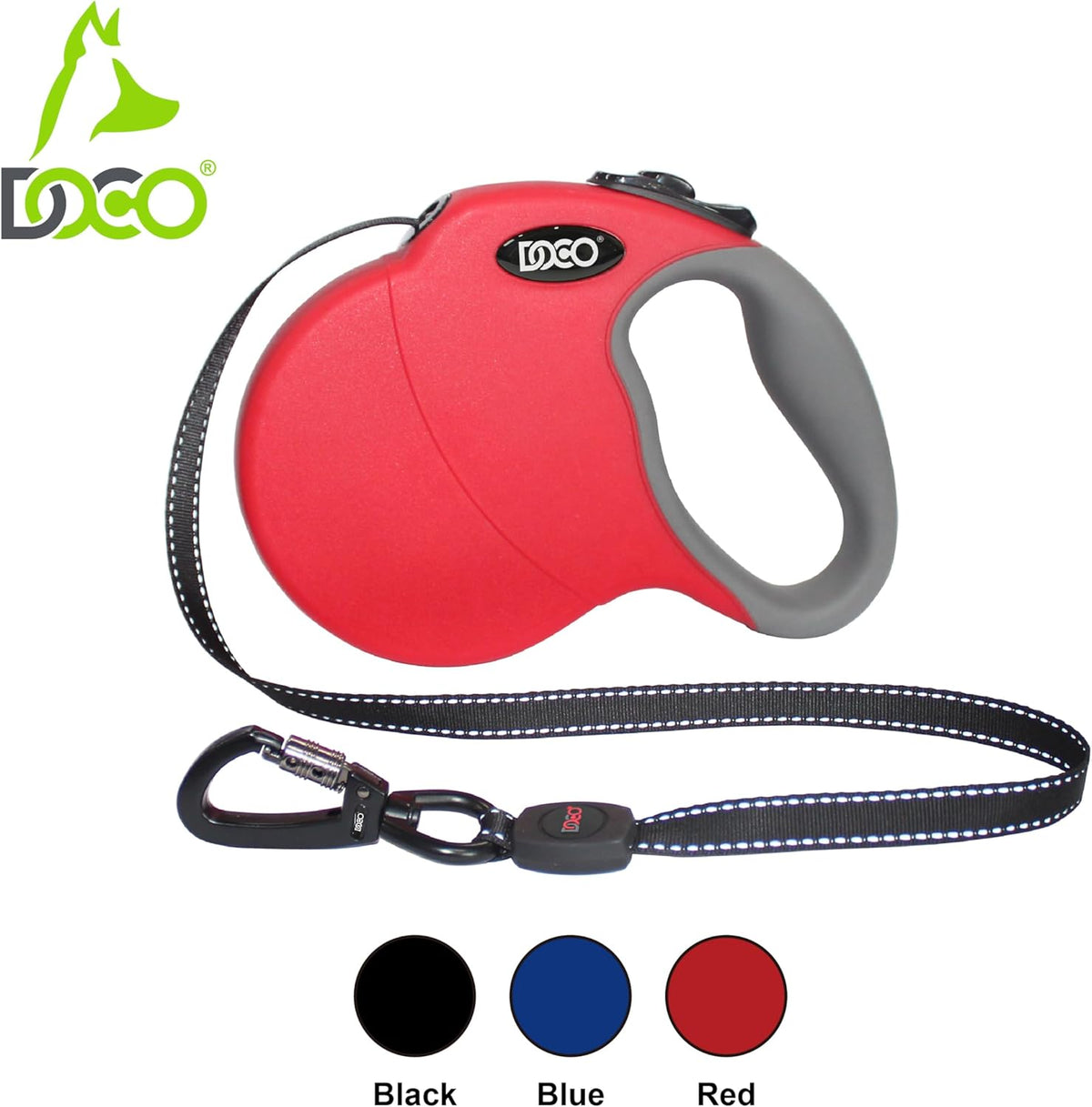 DOCO Retractable Dog Leash for Large Dogs (Length - 16’, Weight - Upto 45lb) Reflective Tape Lead