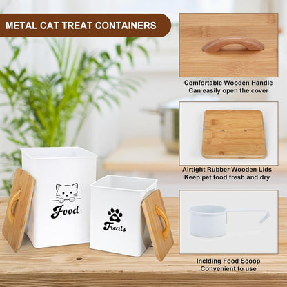 Cat Food Storage Container with Scoop, 2PCS Cat Food Storage Container with Lids Airtight, Cat