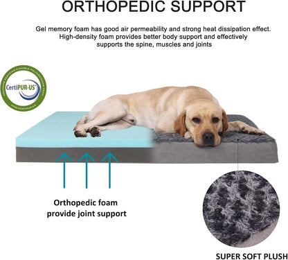 Jumbo Human Dog Bed, Orthopedic Memory Foam Pet Mat, Washable Dog Crate Bed with Cooling Gel