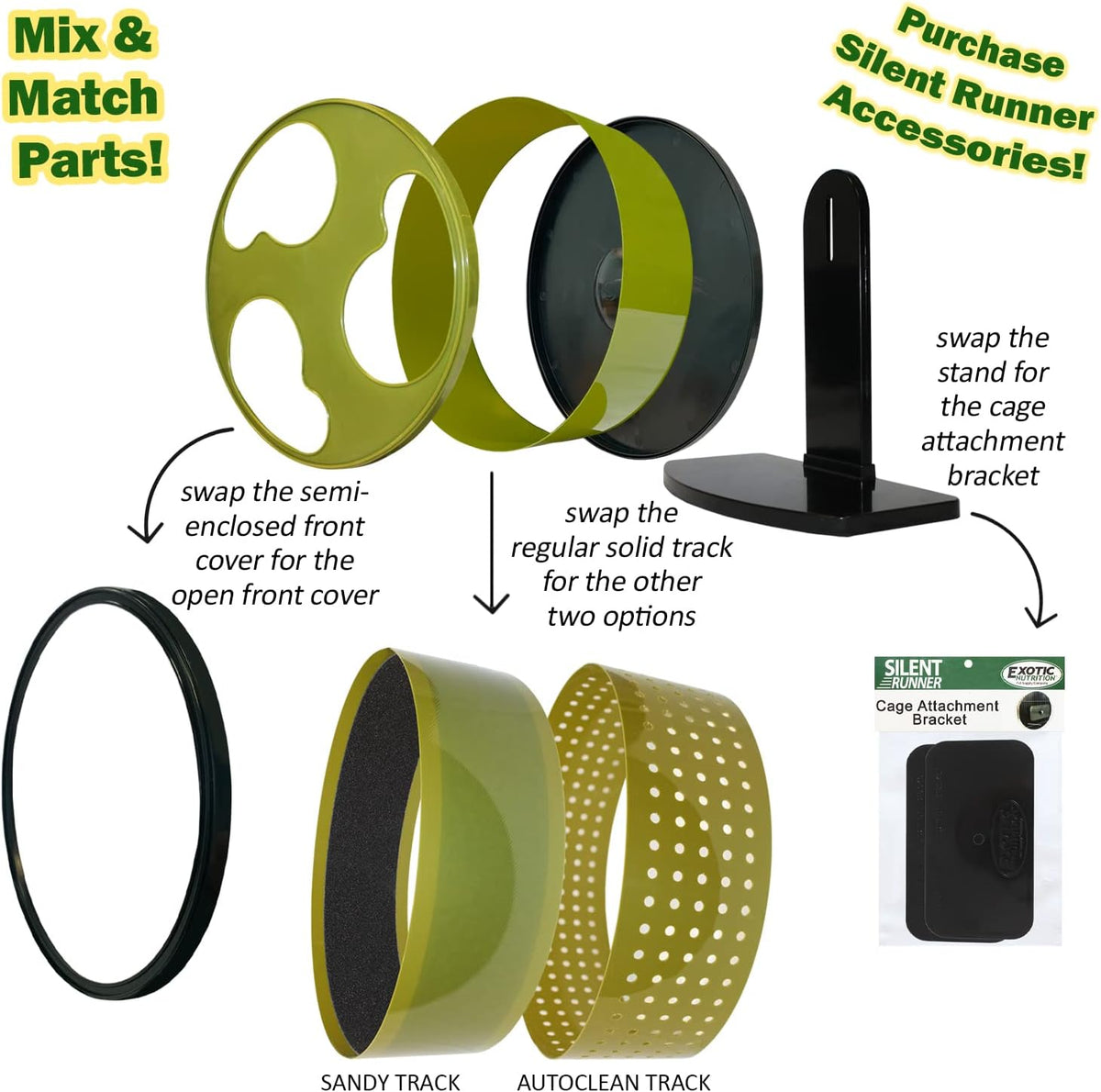 Silent Runner 12" Wide + Cage Attachment - Silent, Fast, Durable Exercise Wheel - Sugar Gliders