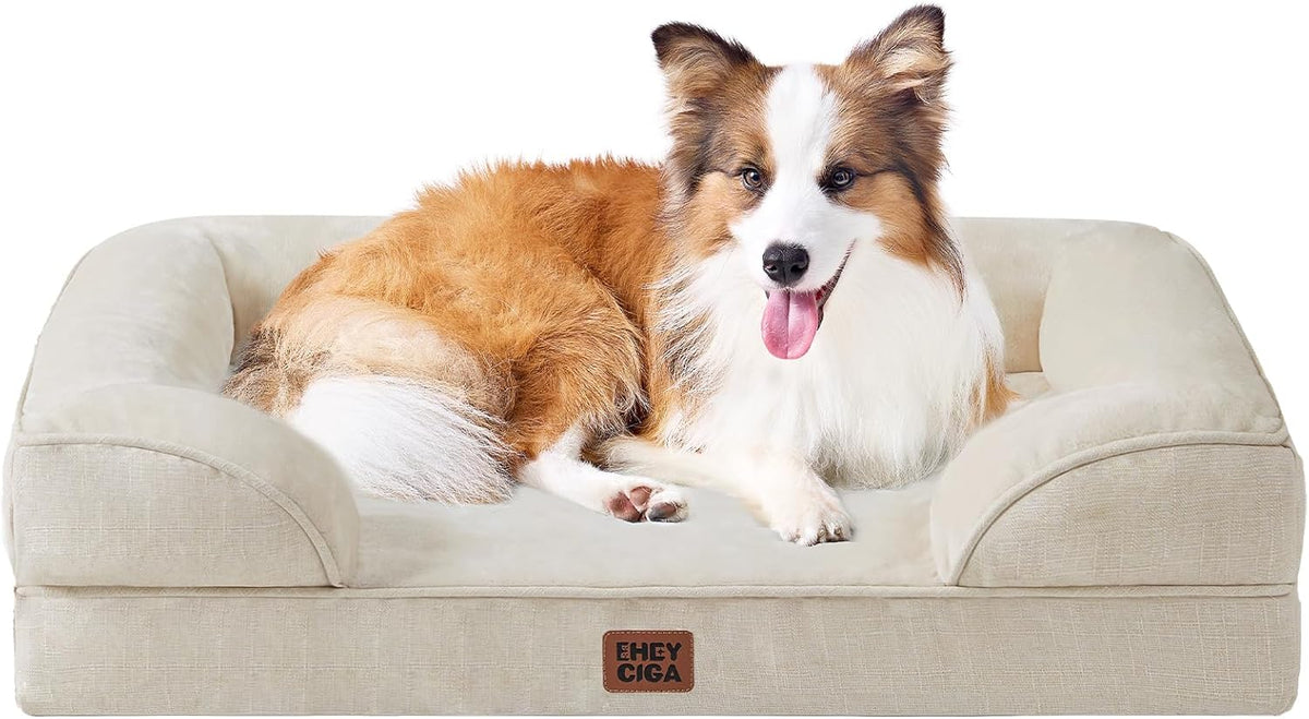 EHEYCIGA Orthopedic Dog Beds for Large Dogs, Waterproof Memory Foam Large Dog Bed with Sides
