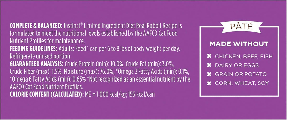 Instinct Limited Ingredient Diet, Natural Wet Cat Food, Grain Free Recipe - Real Rabbit, 5.5 oz.
