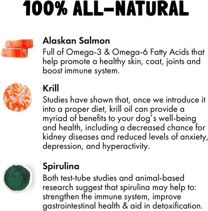Omega 3 Alaskan Salmon Oil Treats for Dogs 30 Fish Oil Chew Supplement Skin and Coat Allergy and