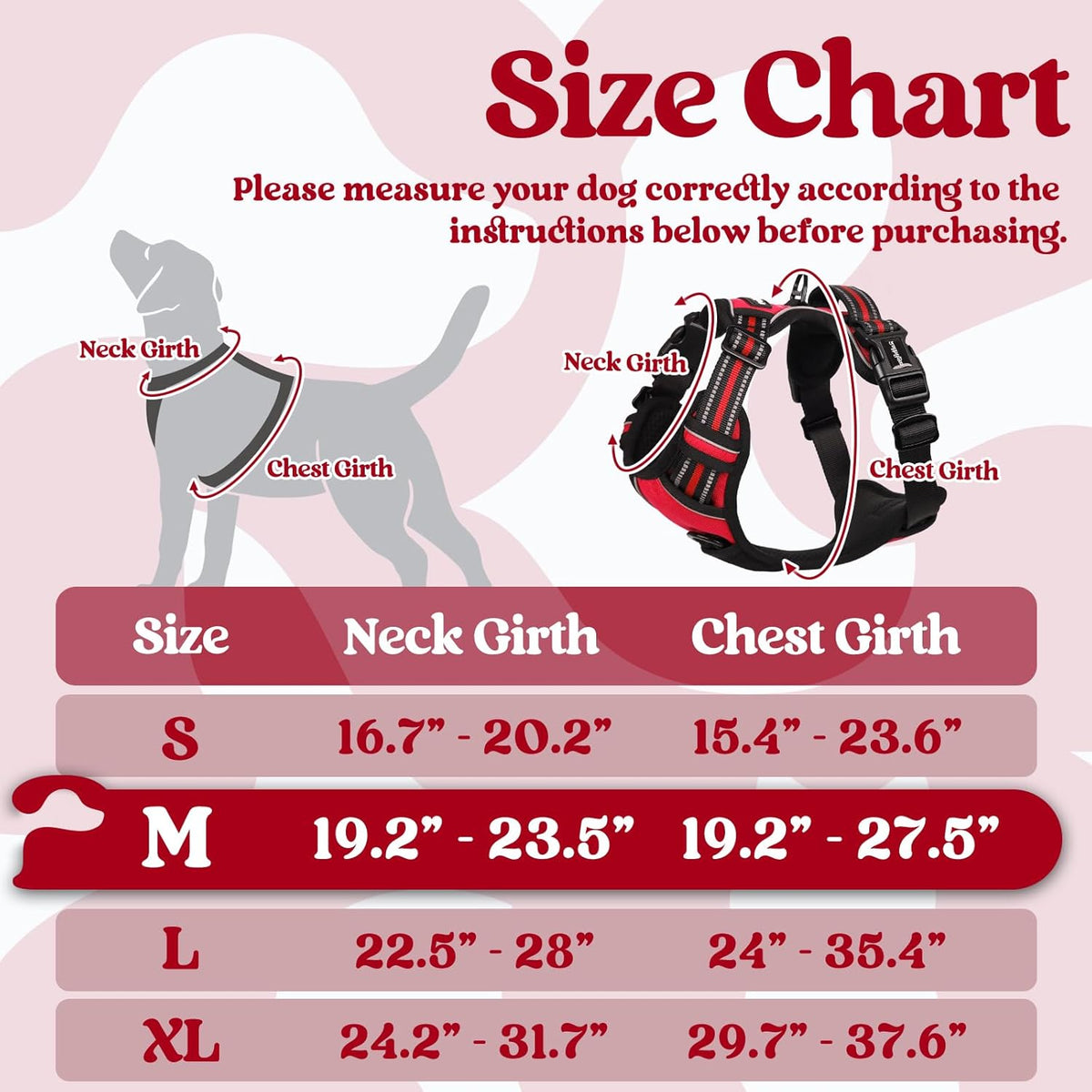 rabbitgoo Dog Harness Medium Sized, No Pull Pet Harness with 3 Buckles, Adjustable Soft Padded Vest