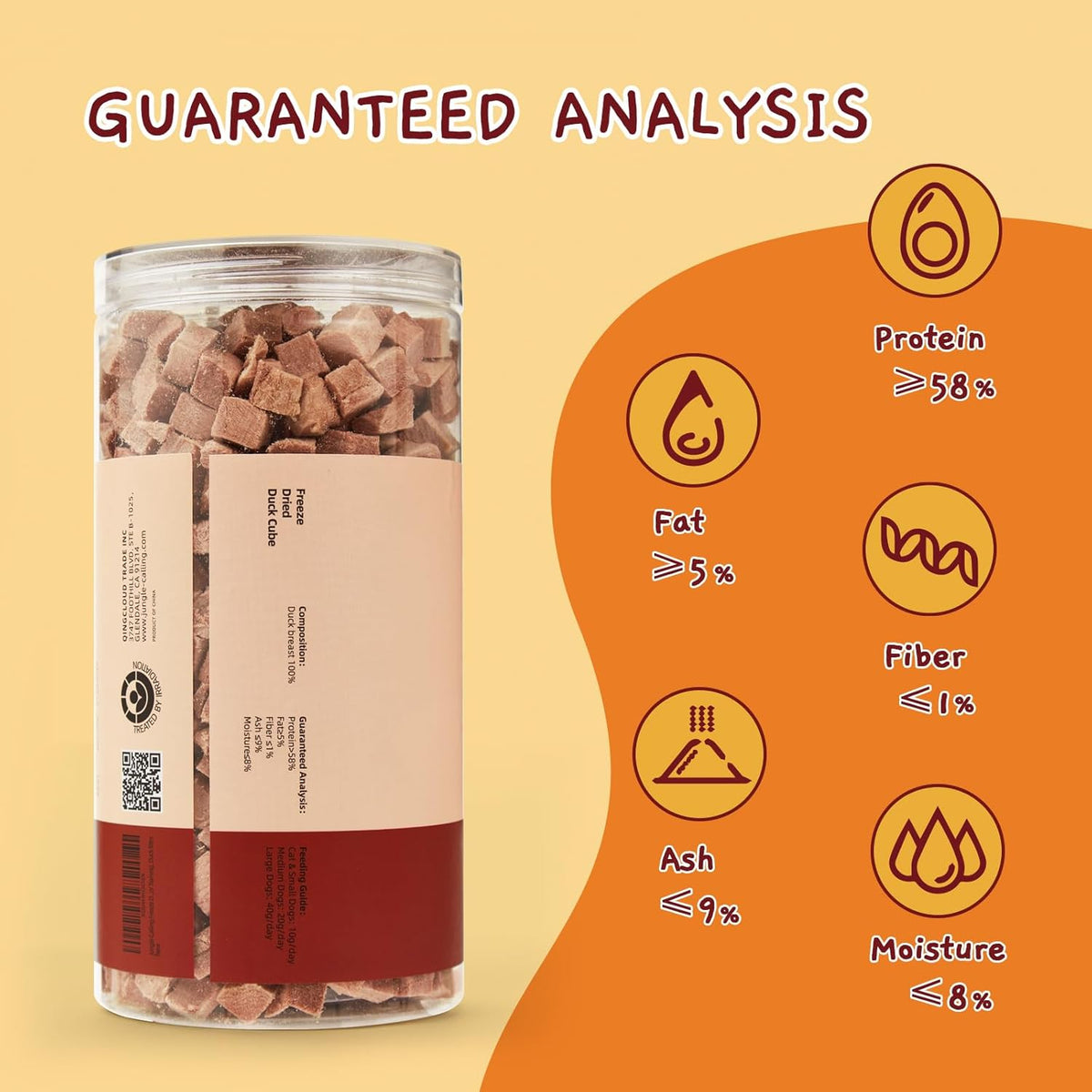Jungle Calling Freeze Dried Cat Treats, 9.17 oz Single Ingredient Duck Meat for Cats Puppy Dogs