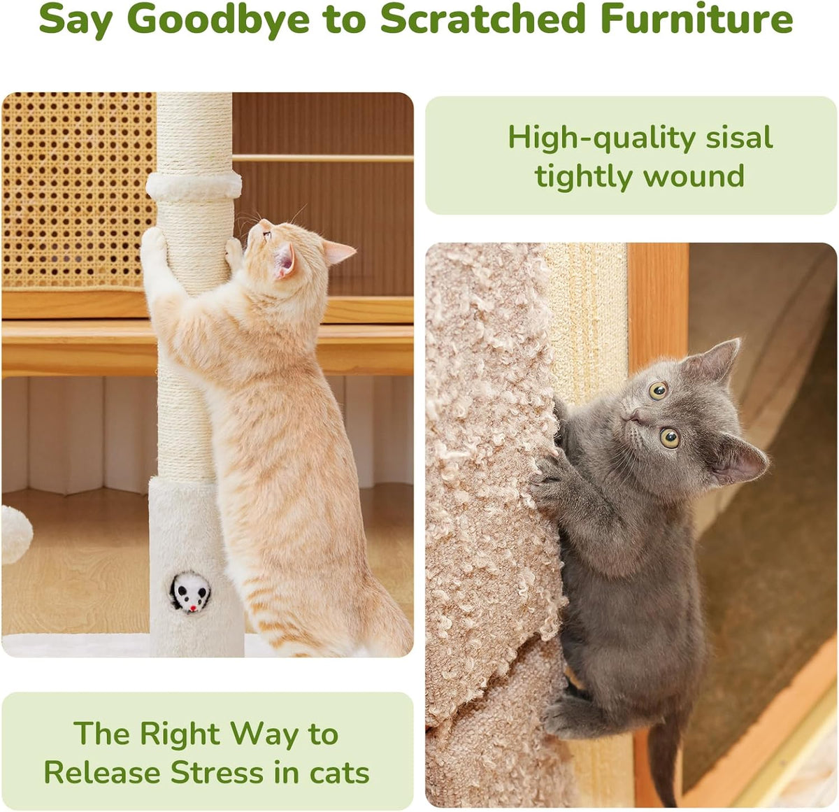 Cat Scratching Posts 33" for Adults Cats, Cat Scratcher with Soft Fabric Covering Base and Durable