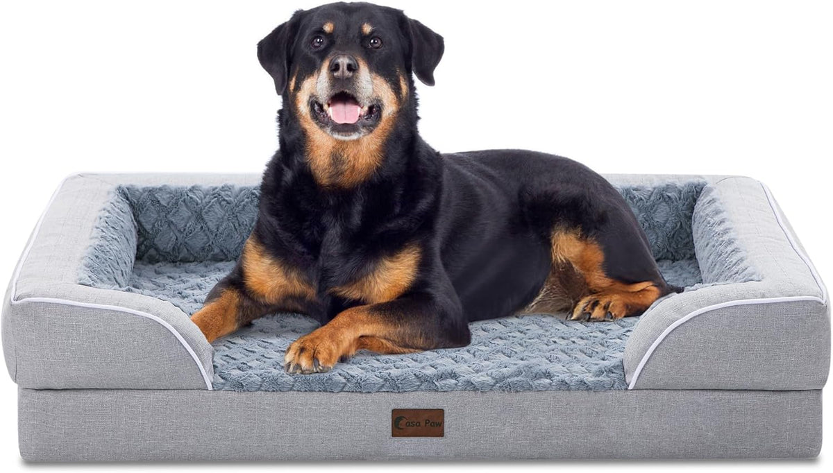 Orthopedic Waterproof Dog Bed for Extra Large Dogs, Memory Foam XL Dog Bed with Sides, Egg-Crate