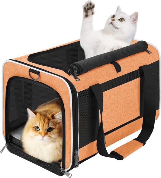 Large Cat Carry Bag, Soft Shell Shih-Tzu Pet Transport Crate, 18x12x12 Top Opening Maltese-Dog
