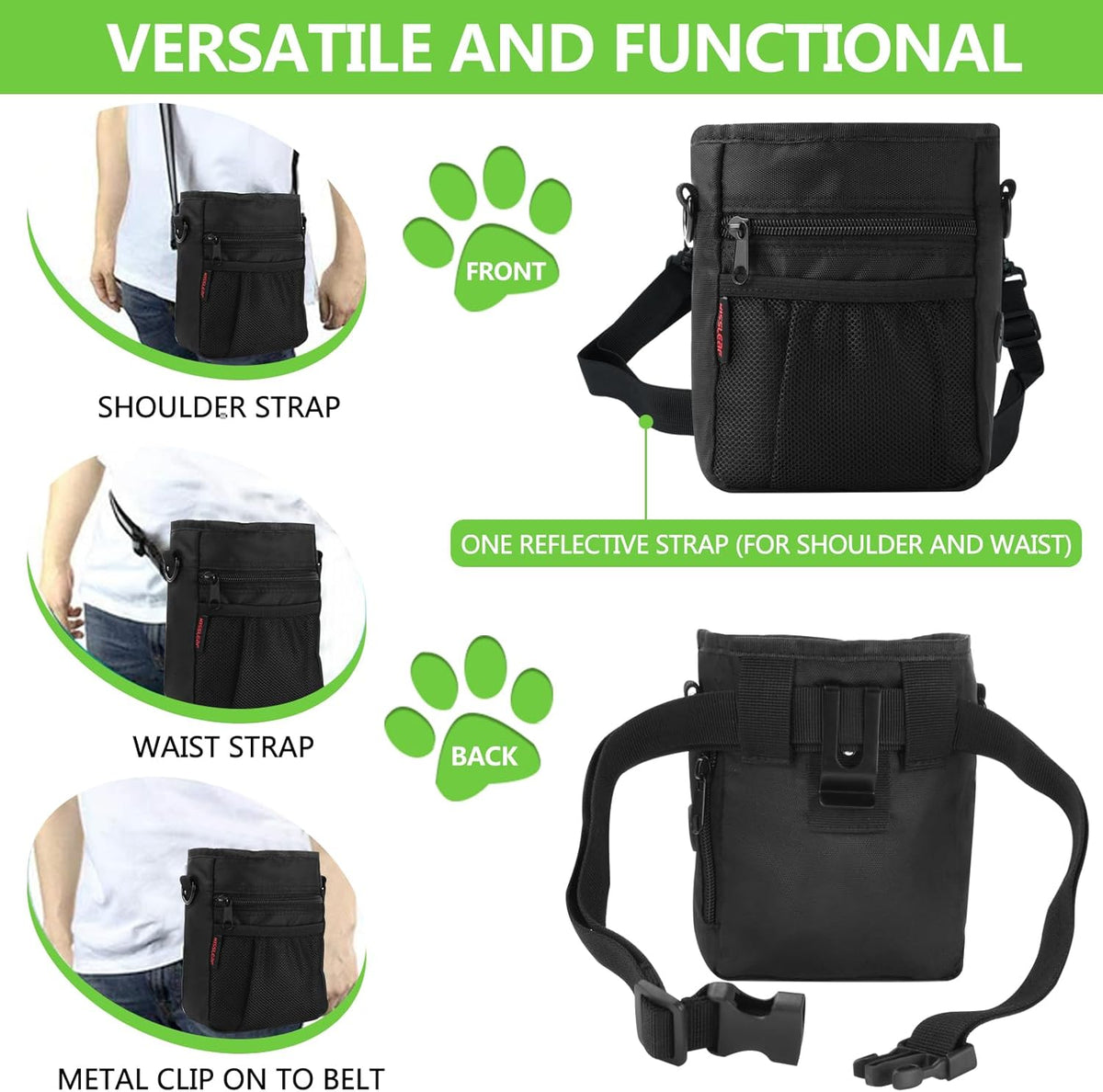 Dog Treat Pouch with Magnetic Closure, Treat Pouches for Pet Training, Large Dog Treat Training