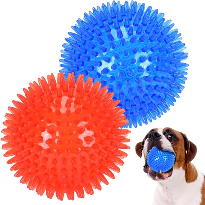 Petizer 2-Pack 4.5" Squeaky Dog Toy Balls, Floating Pool Balls, Spiky Balls, Interactive Fetch Toys