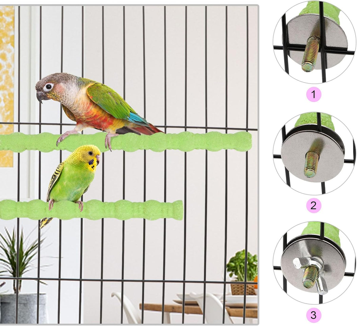 Hypeety 2PCS Bird Wood Perch Stand Parrot Paw Grinding Stick Toy Pet Bird Cage Stand Platform for
