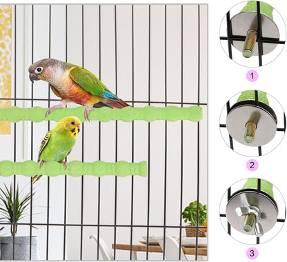 Hypeety 2PCS Bird Wood Perch Stand Parrot Paw Grinding Stick Toy Pet Bird Cage Stand Platform for