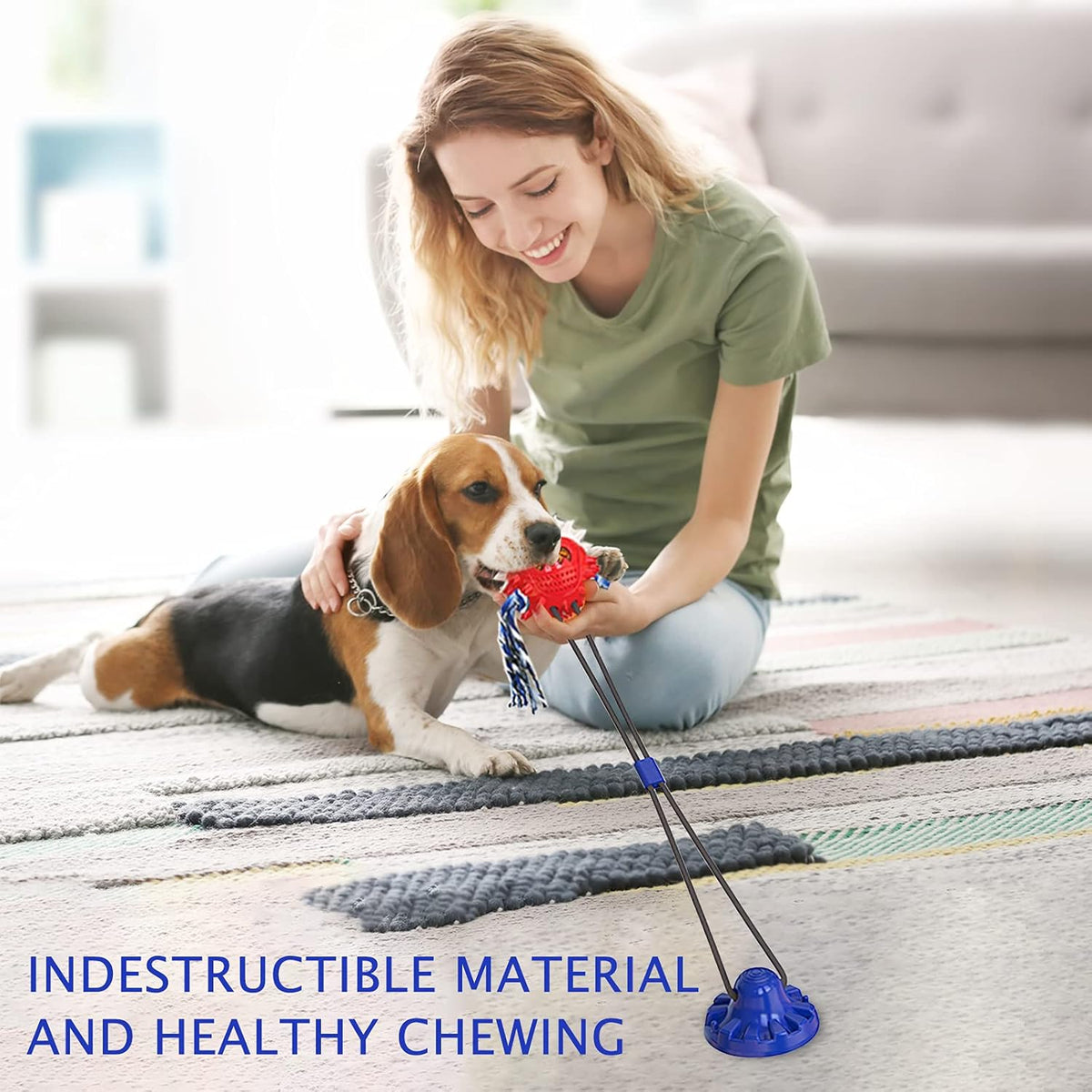 Aggressive Chewer Dog Toys - Rope Toys with Suction Cup, Teething Treats & Puzzle Food Dispensing