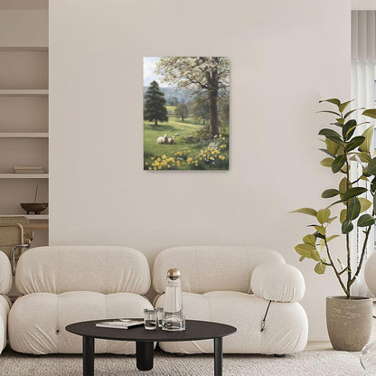 Country Sheep Canvas Wall Decor Farmhouse Rustic Lamb Wildflower Wall Art Nature Countryside