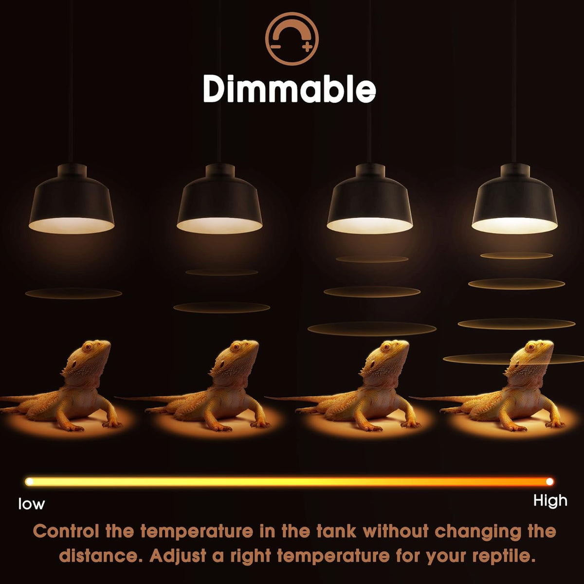 Reptile Heat Bulb 2 Pack, 75W UVA Reptile Light Bulbs, Dimmable Heat Lamp Bulbs Basking Spot Light