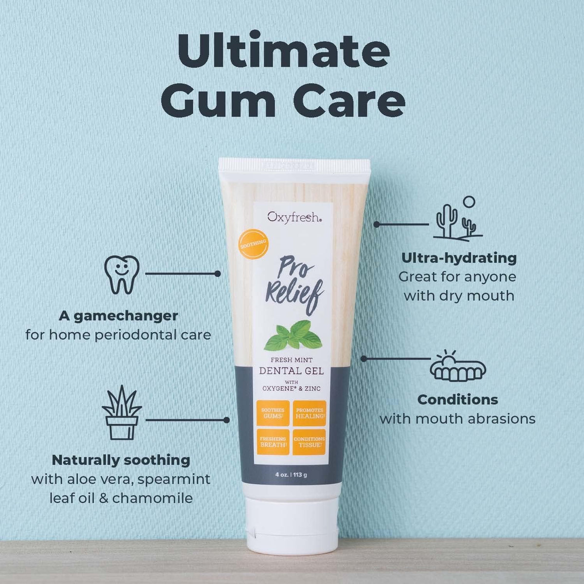 Oxyfresh Premium Pro Relief Dental Gel with Zinc –Infused with Aloe Vera, Chamomile and Xylitol