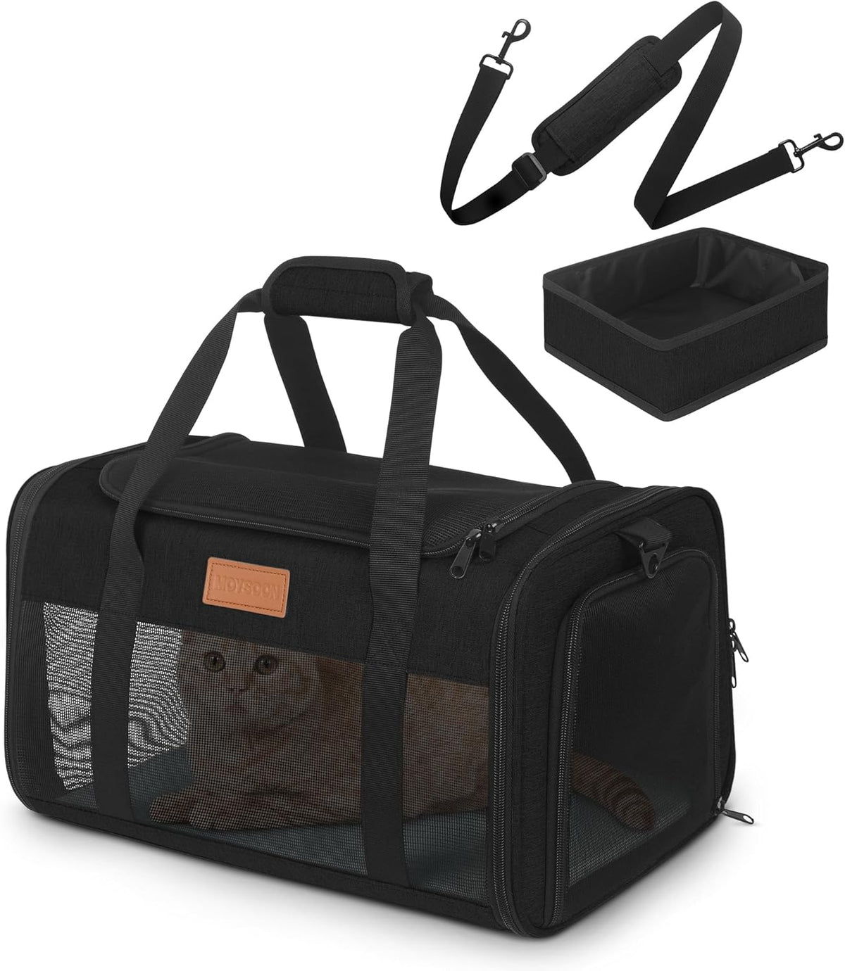 PETUX TSA Approved Pet Carrier in Cabin, 17"x11"x9.5" Soft Cat Carriers for Small Cats up to 12 lb