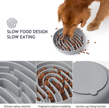 Coomazy Large Silicone Slow Feeder Dog Bowls, Interactive Puzzle Toy for Pets Food Training, Keeps