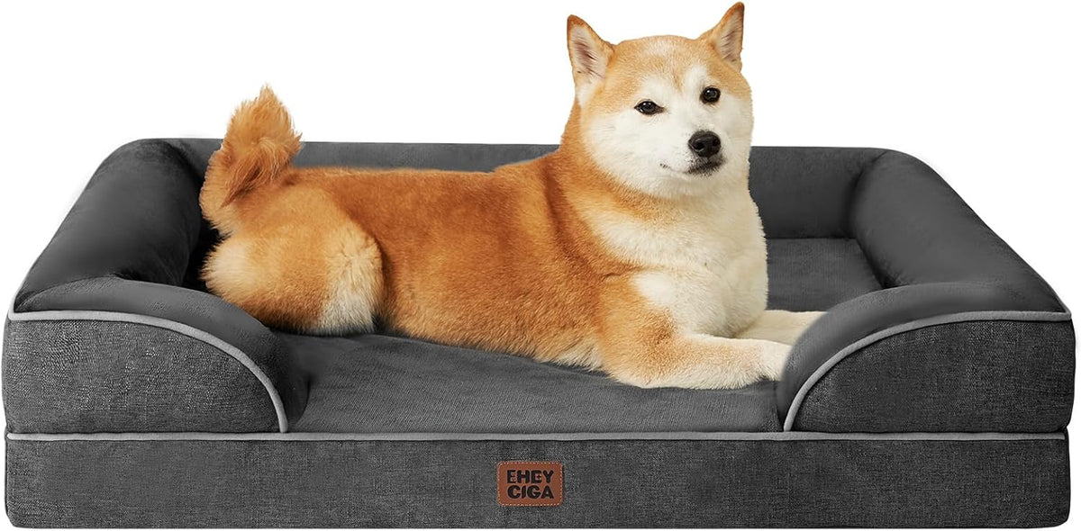 EHEYCIGA Orthopedic Dog Beds for Large Dogs, Waterproof Memory Foam Large Pet Bed with Sides