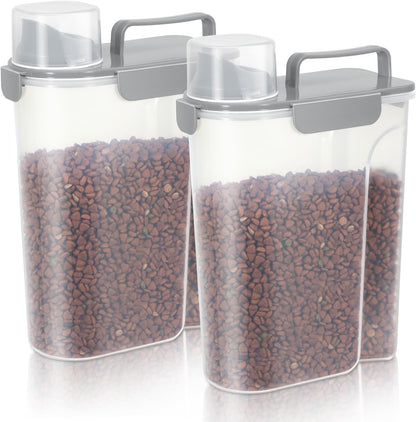 5-7Lbs Dog Cat Food Storage Container with Upgraded Large Nozzle BPA-free, 4 Snap Seals Plastic Pet