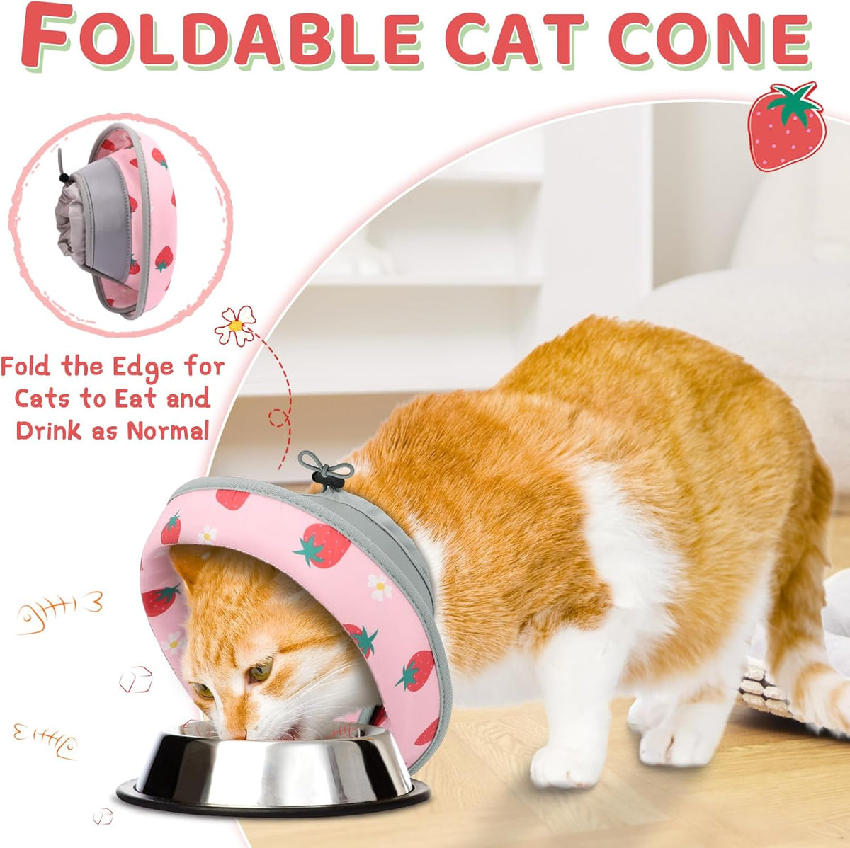 Cat Cone Collar Soft to Stop Licking, Adjustable, Foldable Lightweight Kitten Cones After Surgery
