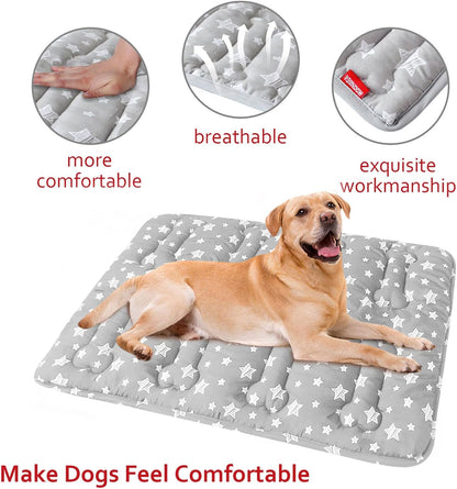 Dog Crate Mat (36" X 23") 2 Pack, Soft Dog Bed Mat with Cute Stars, Personalized Dog Crate Pad