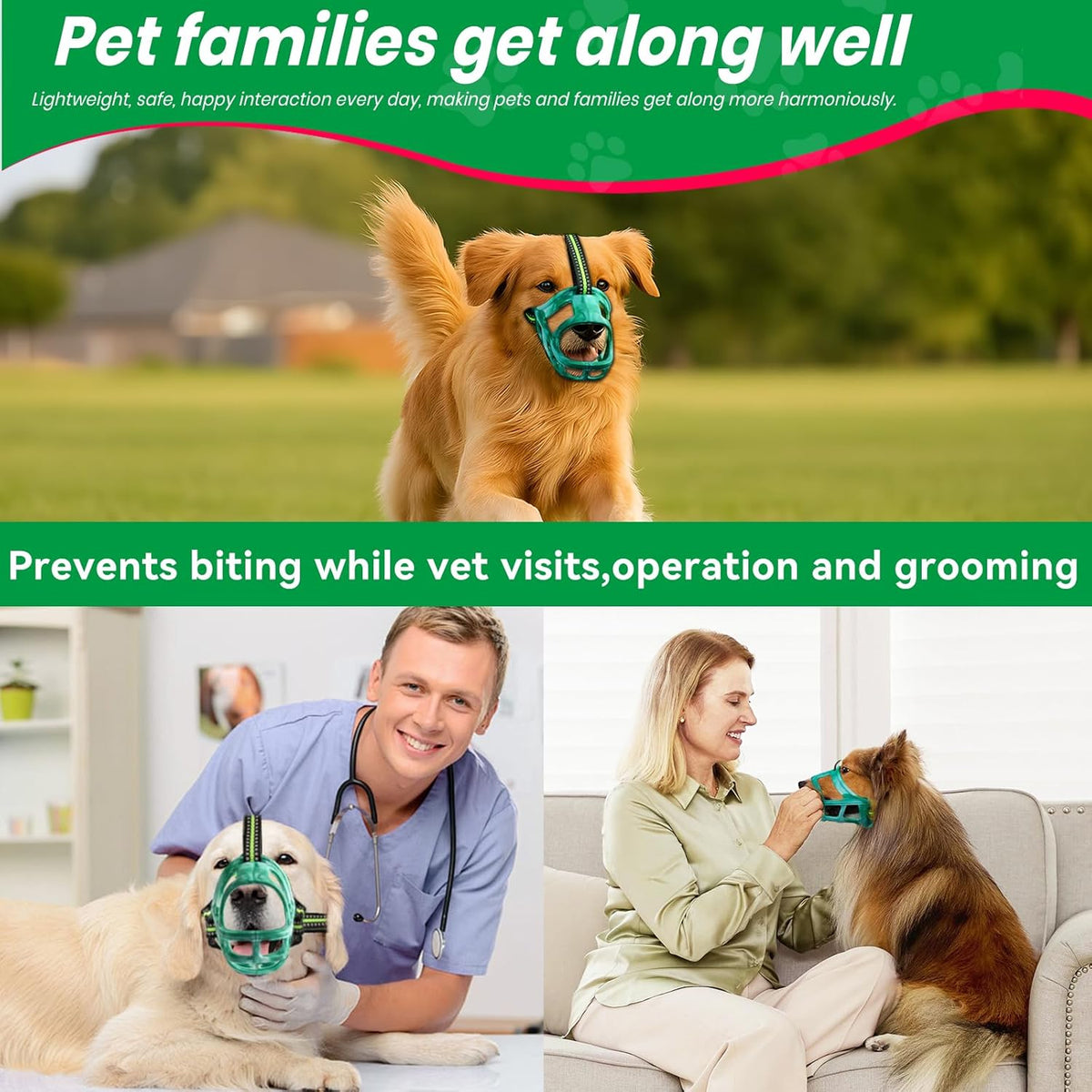Dog Muzzle, Basket Muzzle for Small Medium Large Dogs, Anti-Biting and Chewing, Lightweight &