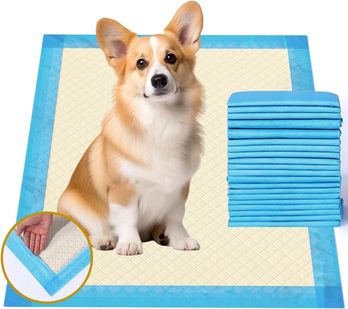 Gardner Pet Ultra Absorbent Thicker Dog Pee Pads Rugular 22"x22" Leak-Proof Odor-Control Small Blue