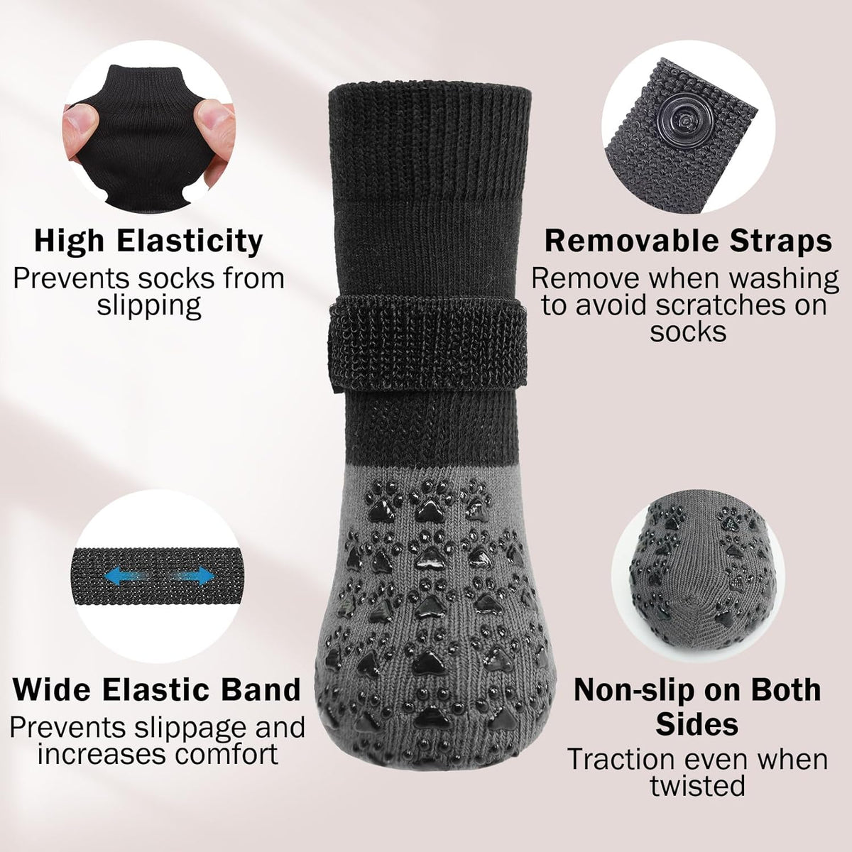 SCENEREAL Dog Socks to Prevent Licking Paws for Hardwood Floors Anti Slip, Dog Grippy Socks Shoes