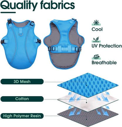 Kuoser Dog Cooling Vest Harness, Small Puppy Cooler Jacket with Adjustable Buckle for Outdoor