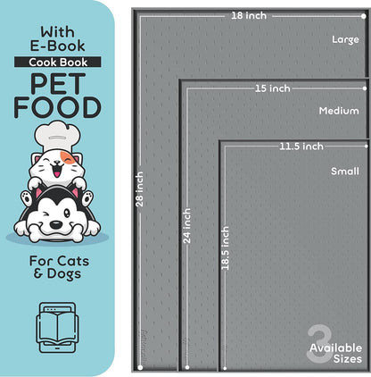 Dog Food Mat - 24x15 Raised Edges Dogs Mat for Food and Water Prevent Spill, Waterproof Cat Food