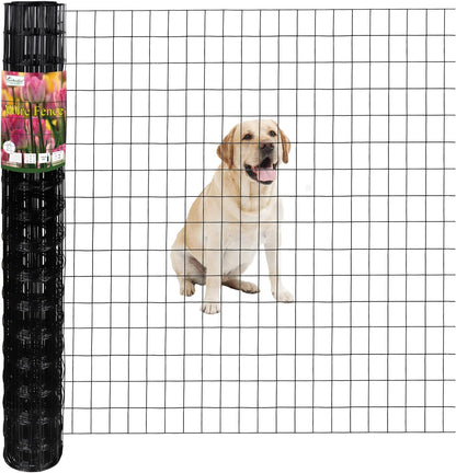 Black PVC Coated Welded Wire Fence 48 Inch x 25 Foot, 2 Inch x 3 Inch 16GA, Garden Border Fencing