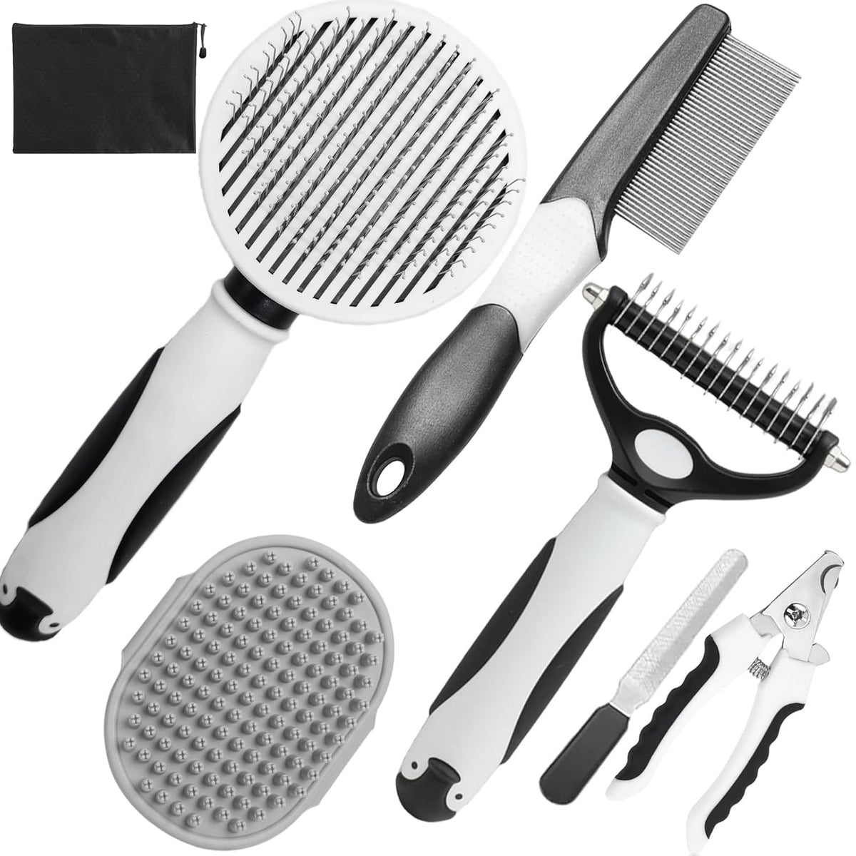 Dog Brush for Shedding, 7 PCS Dog Grooming Brush Kit, Undercoat Rake, Slicker Brush, Deshedding