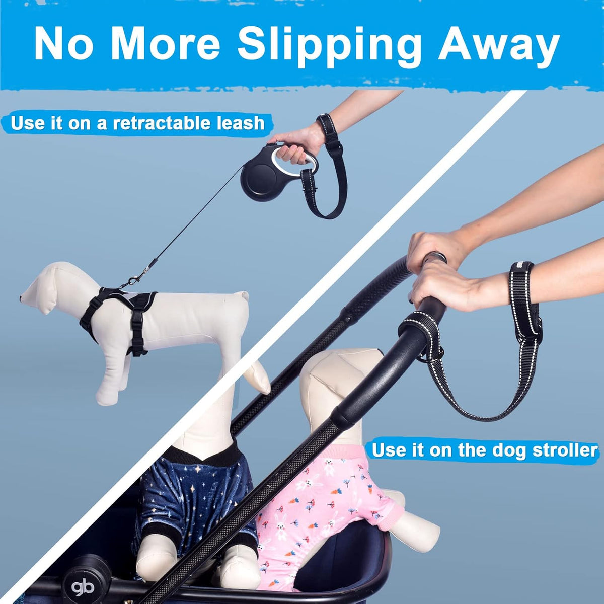 PetBonus Short Dog Leash, Safety Wrist Strap for Retractable Dog Leash, Reflective Design and