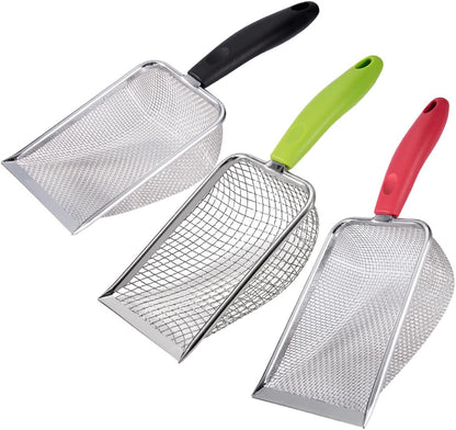 3PCS Cat Litter Scoop, Reptile Stainless Steel Fine Mesh,Litter Cleaner Corner Scoop Sand Sifter