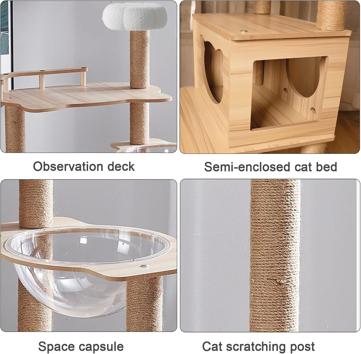 67-Inch Cat Tree for Indoor Cats Large Adult,Cat Tree Tower with Condo, Cat Stairs, 2 Bowl,14 Sisal