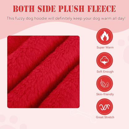 Fuzzy Dog Sweaters for Large Dogs Pet Hoodie Clothes Warm Soft Pet Coats Hooded Sweatshirt Dog