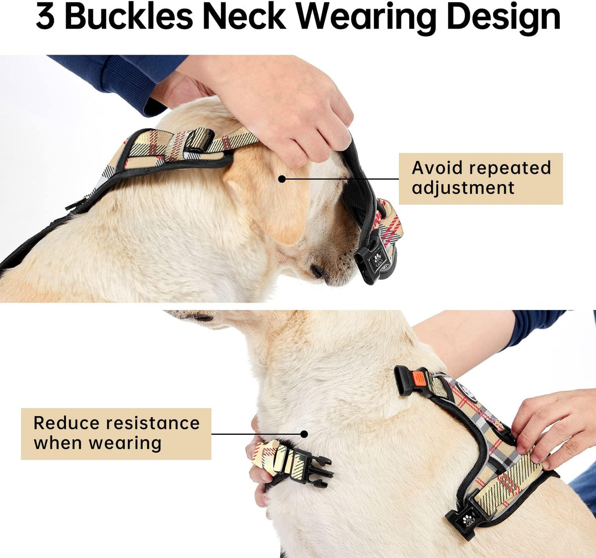 IVY&LANE No Pull Dog Harness with Leash Set, Reflective No Choke Pet Vest,Adjustable Oxford Dog